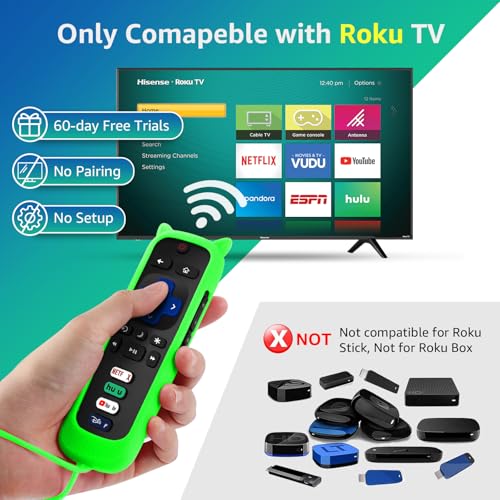 Image of (2+2 Packs) Replacement Remote Control for Roku TV with Silicone Cover, Universal Remote for TCL /Hisense /Onn /Westinghouse /Philips Roku Smart TVs (Not for Roku Stick /Box)