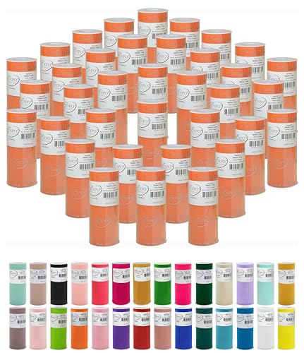 Image of Expo International Decorative Matte Tulle, Roll /Spool of 6 Inch x 25 Yards (Pack of 36), Polyester-Made Tulle Fabric, Matte Finish, Lightweight, Versatile, Washable, Easy-to-Use, Orange
