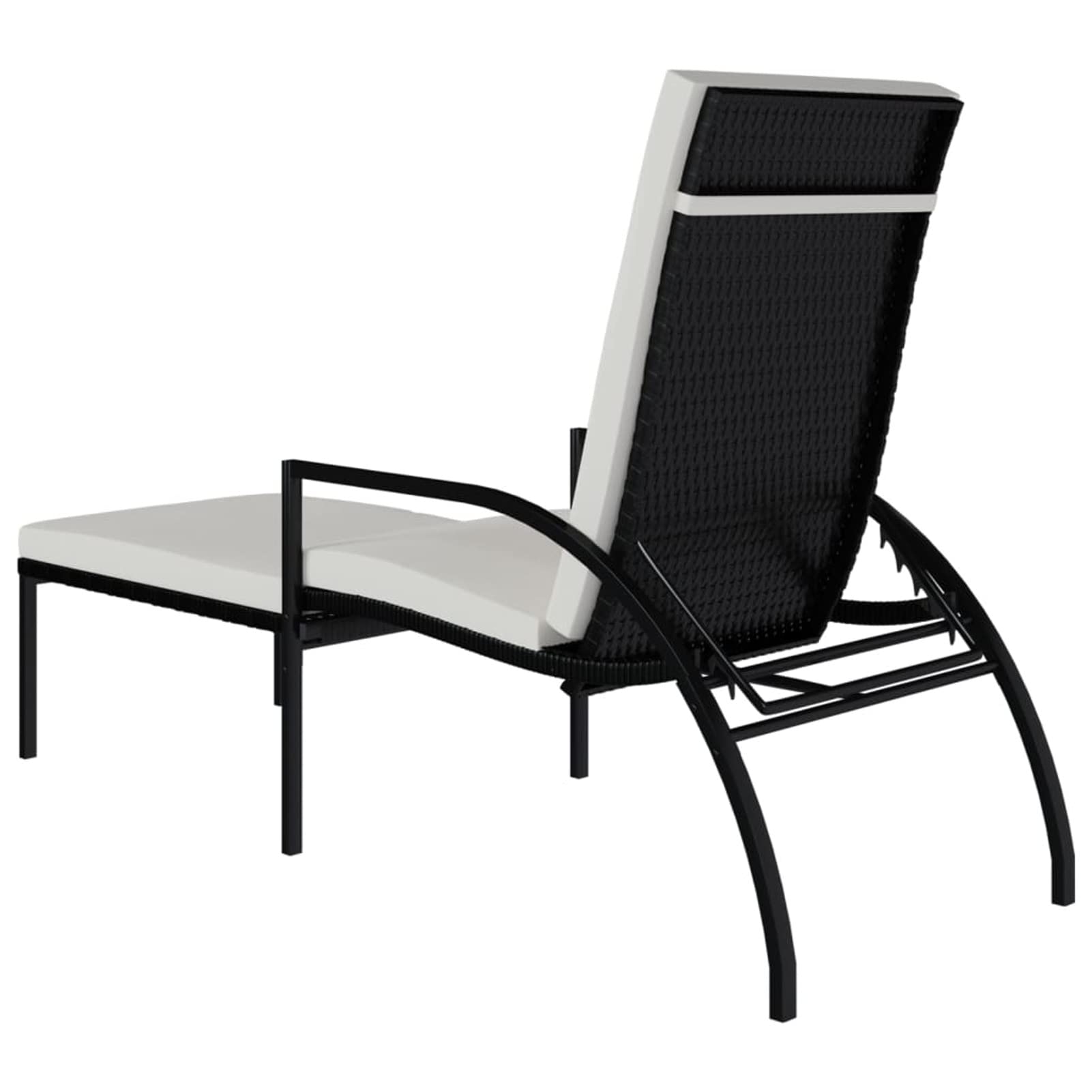 Homgoday Lettini Prendisole 2 pz con Poggiapiedi in Rattan PE Nero, Divani per Esterno da Giardino, Divano Salotto Giardino, Divano Terrazzo Esterno, Arredamento Giardino