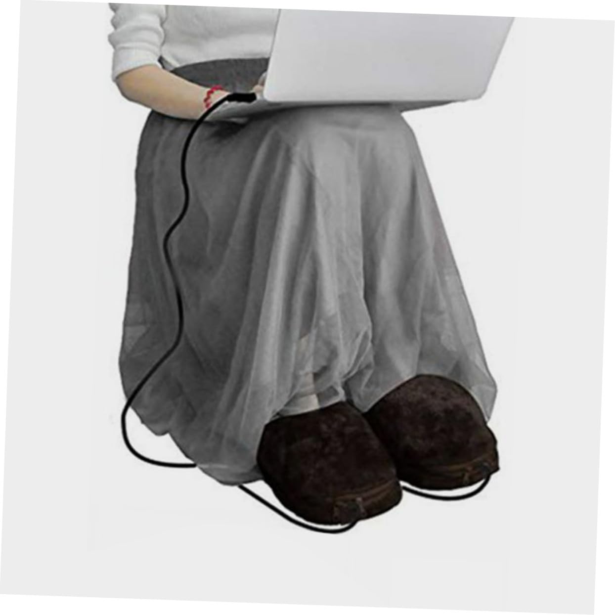 Scarpe Riscaldanti Elettriche 1 Paio Marrone USB in Peluche per Casa | Riscaldamento Rapido e Tenuta Termica, Forma Grande, Stile Adorabile, per Dormitorio e Casa