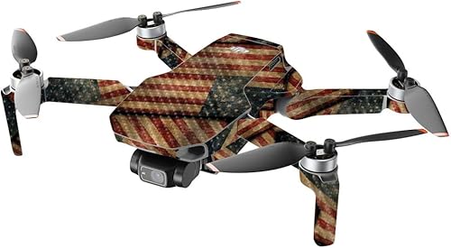 Miniatura 2 de Mighty Skins Fibra de carbono compatible con DJI Mini 2 Dron portátil  Vintage American  Acabado de fibra de carbono texturizado protector, duradero