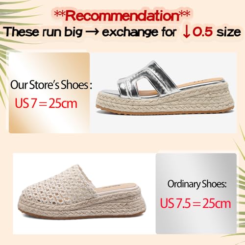 Espadrilles Wedges for Women Platform Raffia sandals Beach Slip On Shoes Summer Open toe heels Leather uppers Slides Mules for Dressy2