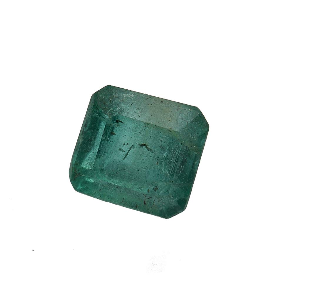 Jaipur Gems MartGTL Certified 1.05 Cts Faceted Square Octagon/Emerald Cut Rich Green Good Luster Zambian Natural Emerald Loose Gemstone Panna Piece for Jewelry Making Ring 5.30 x 5 x 4.40