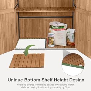 Outdoor Storage Shed with Floor - Waterproof Natural Fir Cabinet with Adjustable Shelves and Double Lock for Anti-Theft - Suitable for Storing Garden Tools, and Household Debris (Brown) Outdoor Storage Shed with Floor Waterproof Natural Fir Cabinet with Adjustable Shelves and Double Lock for Anti Theft Suitable for Storing Garden Tools and Household Debris Brown