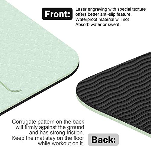 image for SYOSIN Yoga Mat with Carrying Strap, ¼ Inch TPE Non-Slip Thick Yoga m