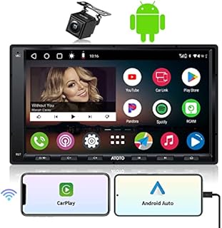 ATOTO 2022 Upgrade A6 PF Double-DIN Android Car Stereo, Wireless CarPlay, Android Auto, 7inch in-Dash Navigation, Dual BT, WiFi/BT/USB Tethering Internet, 2G+32GB, HD LRV Input with Backup Camera, Mic