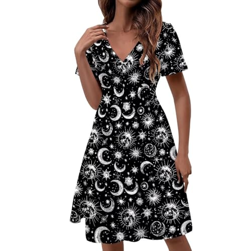 Image of Women's Summer Formal Dresses Short Sleeve Wrap V Neck Dresses Bridesmaid Wedding Guest Dress with Pockets