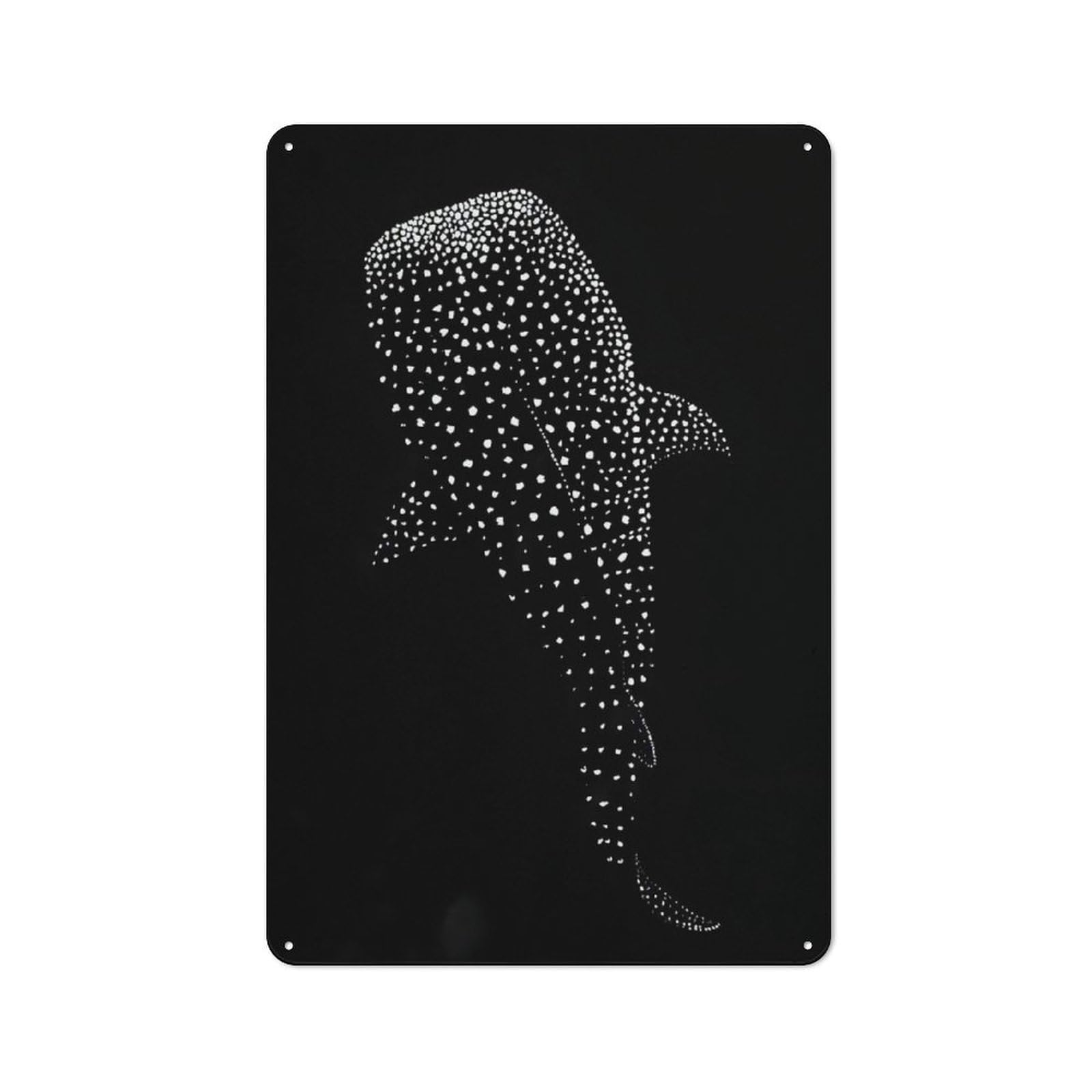 Junmoney Style-6 Vintage Tin Sign 30X20cm With Whale Shark Silhouette For Dining Room Or Kitchen, For Autumn Interiors With Vintage Character