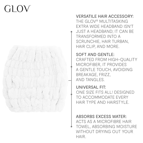 GLOV Bundle de cuidado capilar con diademas y toalla de microfibra absorbente para el cabello 3