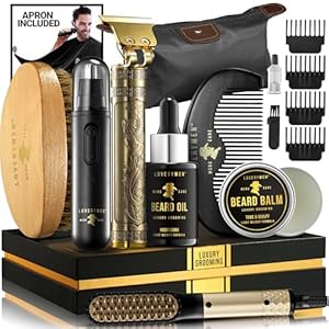 Gifts for Men Who Have Everything, Birthday Gifts for Him, Grooming Beard Kit, Beard Trimmer, Nose Hair Trimmer, Hair Straightener Brush, Oil, Balm & More, 15pc Men Care Kit, Dad Gifts