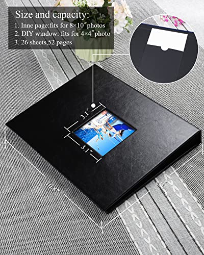 Nescl Photo Album 8X10 52 Pockets, Pu Leather Cover Album With Front Window, Small Photo Album For 8X10, Acid Free Slip Slide In Photo Albums Book Holds 52 Vertical 8X10 Pictures Artwork (Black) #TOP1