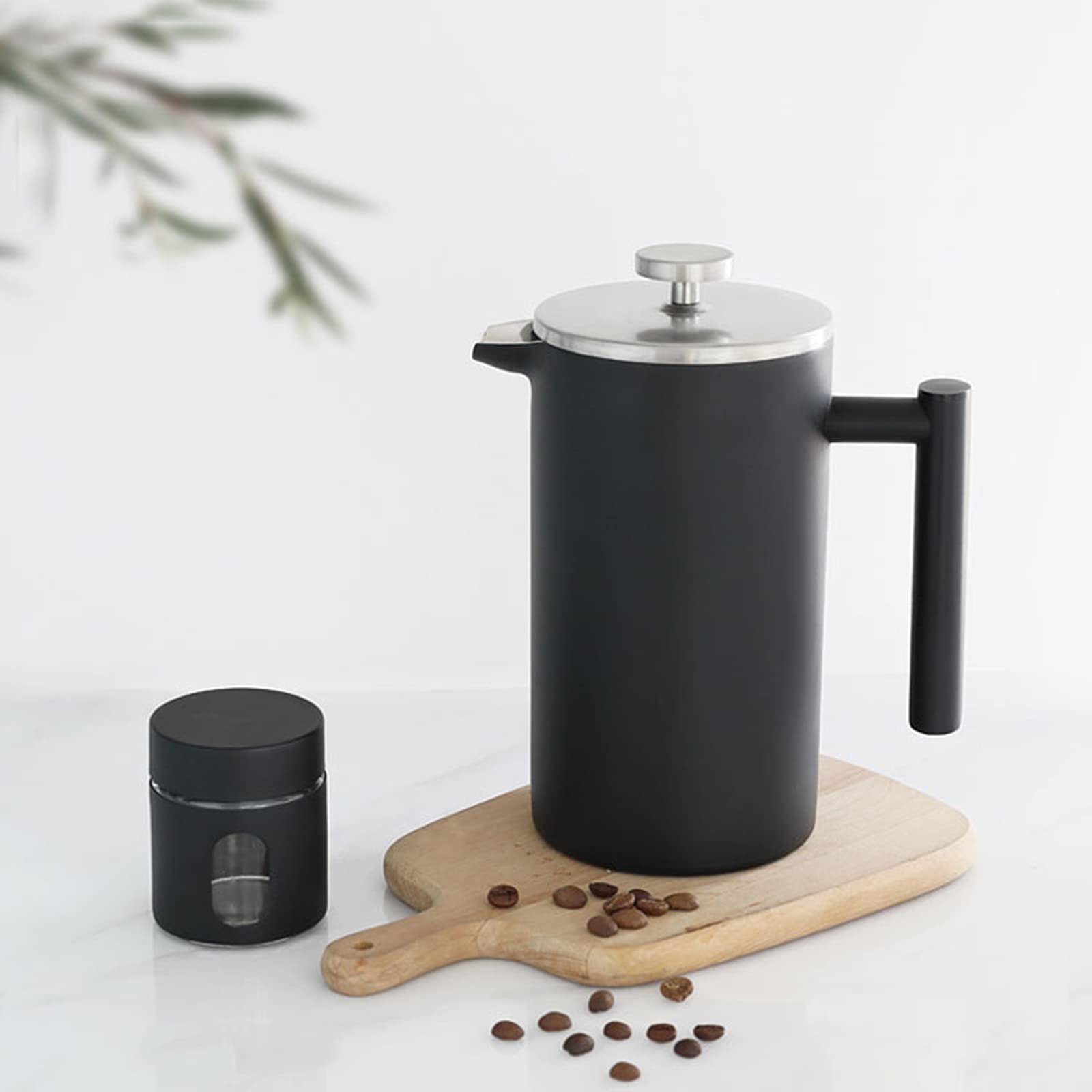 Cafetiere French Press ekspres do kawy, stal nierdzewna podwójna ścianka odporny na ciepło dzbanek do kawy na dobrą kawę w domu i biurze, 350 ml