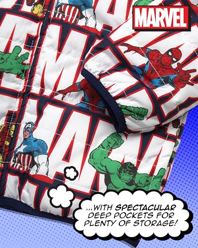 Image of Marvel Spider-Man Boys Puffer Jacket Reversible Sherpa Fleece Lining Coat