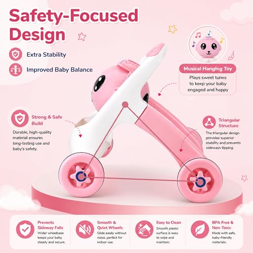 Image of Mommers Baby Walker Musical Push Support with Wheels & Handle | Cute Design Activity Walker for Toddlers | Balanced Wheels Walker | Indoor Play