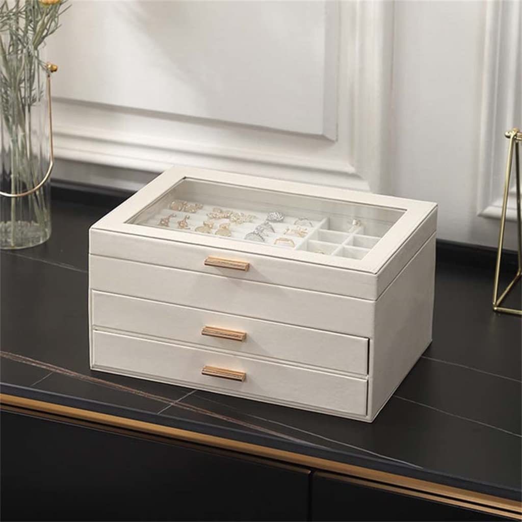 Three Tiered Jewelry Storage Box Necklace Earrings Ring Jewelry Box PU Leather Storage Jewelry Box