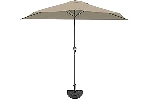 Pure Garden Half Outdoor Patio Umbrella for Small Spaces