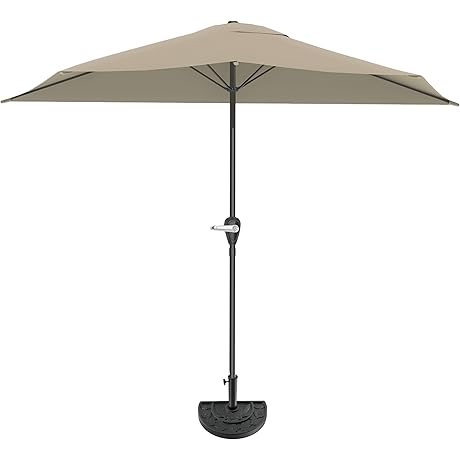 Pure Garden Half Outdoor Patio Umbrella for Small Spaces