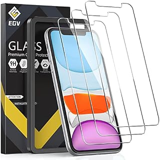 EGV 3 Pack Screen Protector Compatible with iPhone 11, iPhone XR Tempered Glass for iPhone 11 / XR, 9H HD Clear Protector, Anti-Scratch, Easy Installation, Case Friendly, Bubble Free, 6.1 inch