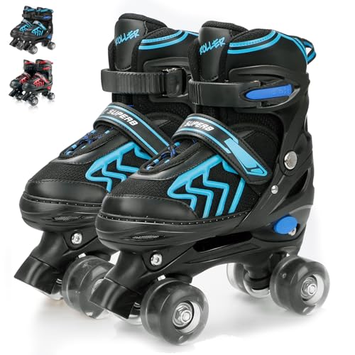 HXWY Kids Roller Skates for Boys Girls Child, Adjustable 4 Sizes Quad...