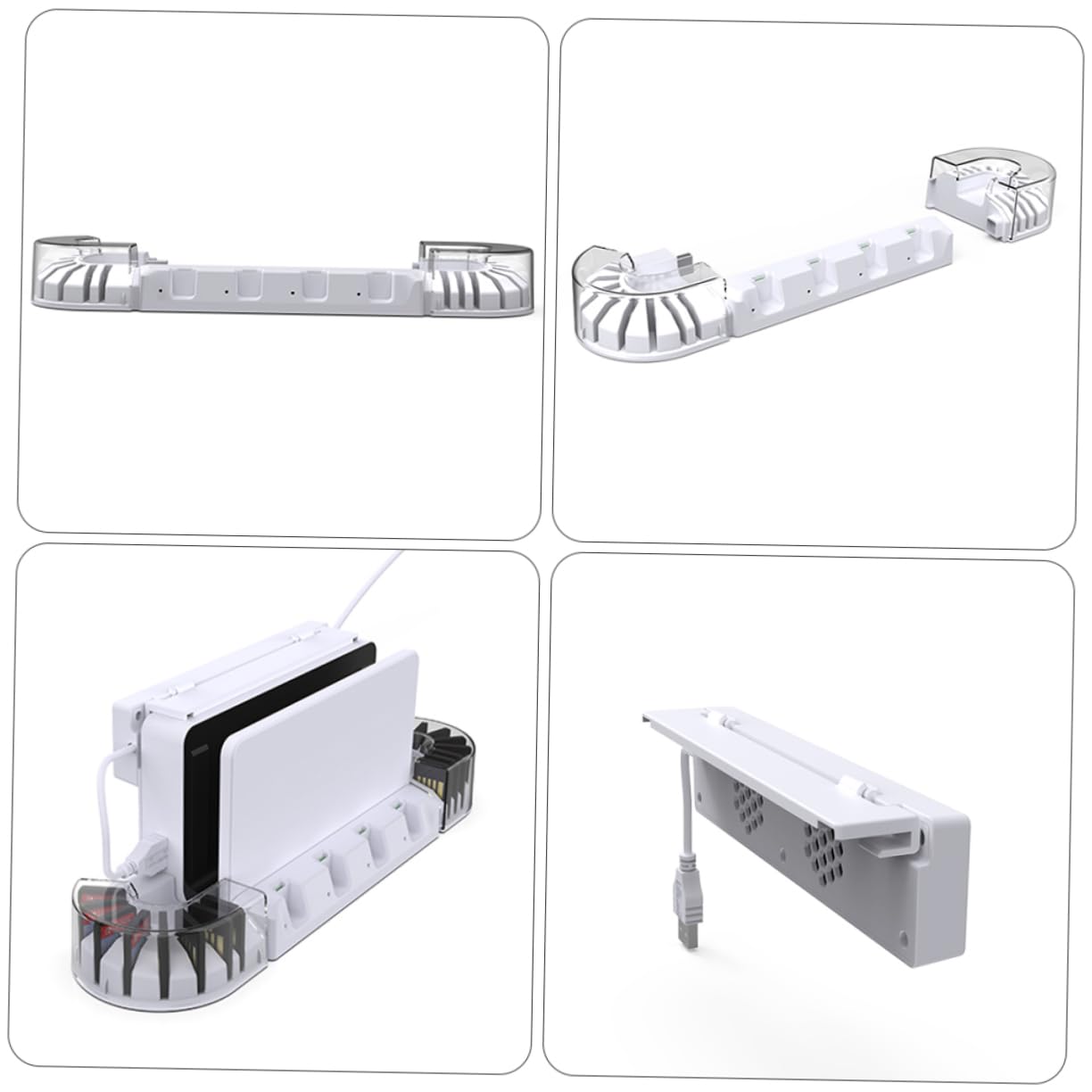 1set Dock Di Ricarica Con Ventola Di Raffreddamento Per Switch Oled Stazione Di Carica Per Controller Joy- Supporto Per Schede Di Gioco e Copertura Trasparente Design Shaped