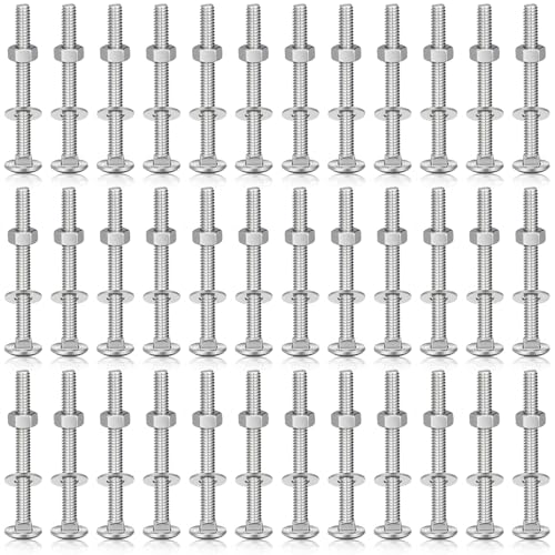 Image of Zonon 50 Sets 5 /16-18 x 3 Stainless Steel Carriage Bolts and Nuts Kit Round Head Square Neck Carriage Bolts Screws and Hex Nuts and Flat Washers, Stainless 18-8 Full Thread Coverage (Silver)