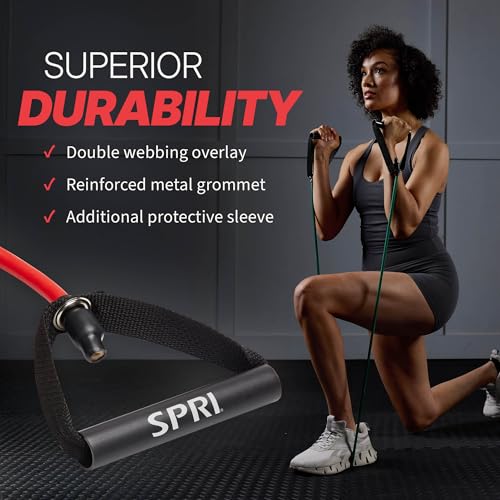Image of SPRI Xertube Resistance Bands with Handles - All Exercise Cords Sold Separately with Home Gym Workout Fitness Door Anchor Attachment Option