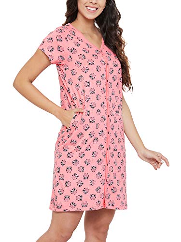 Image of Clovia Women's Cotton Above Knee Casual Night Shirt