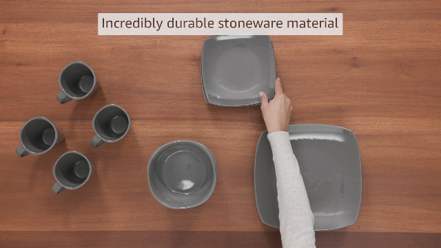 Amazon.com | Gibson Soho Lounge Square Reactive Glaze Dinnerware