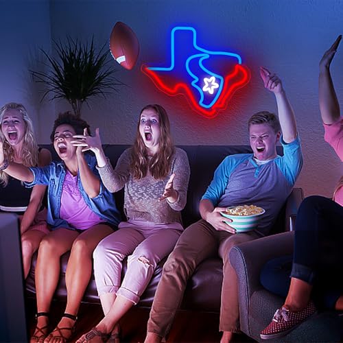 Image of Football Neon Sign for Wall Decor Rugby LED Light for Man Cave | Dimmable football neon light, bedroom, rugby fans club, garage, gamer room, bar decor, birthday gifts, size 13.7*12 in
