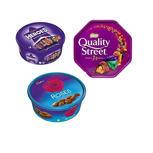 Cadbury Chocolate Tubs Christmas Bundle Gift Set Chocolate Tubs – PACK of 3 - Roses, Heroes & Quality Street