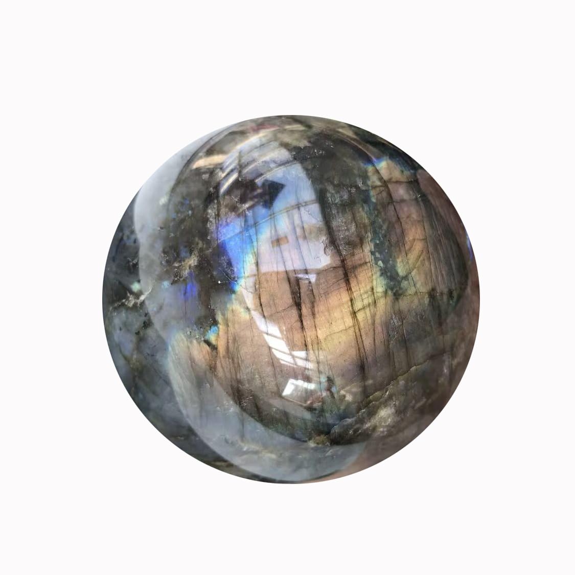NIBHZ Natural Labradorite Crystal Sphere,100mm
