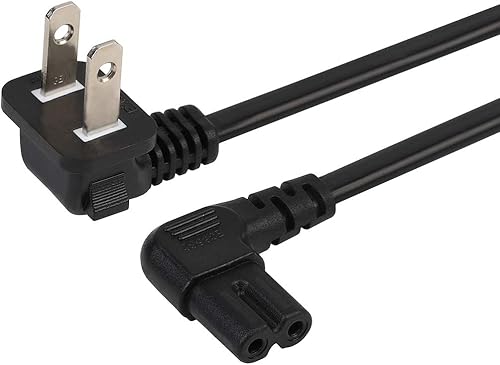 Cable de alimentación para TV, cable de alimentación de TV LCD en ángulo de 90, 2 clavijas, figura 8, cable de alimentación en ángulo tipo L IEC C7 Cable de alimentación para TV, cable de alimentación de TV LCD en ángulo de 90, 2 clavijas, figura 8, cable de alimentación en ángulo tipo L IEC C7