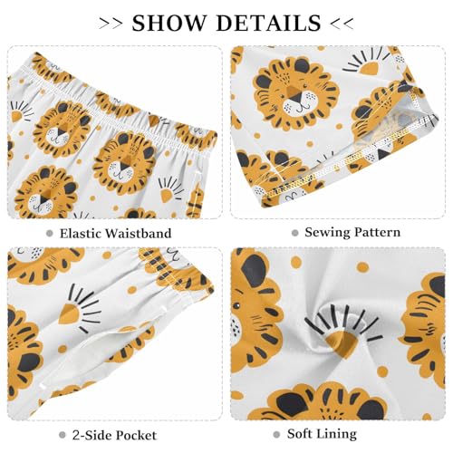 ALAZA Lion Polka Dot Pajama Shorts Elastic Waist Casual Sleep Shorts with Pockets Size 6-143