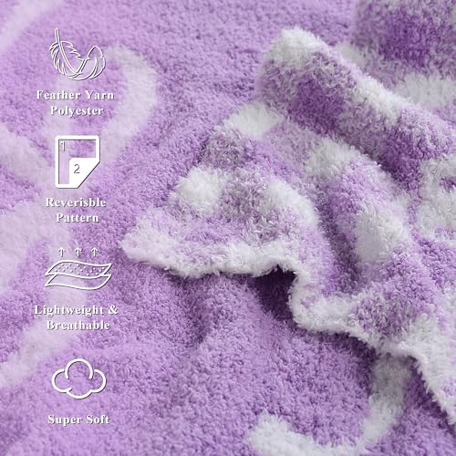 Image of Purple Bow Baby Blanket - Knitted Throw with Elegant Bow Accent for Baby Girls, Nursery Bedding & Shower Presents - Soft & Cozy, 30x40 Inch
