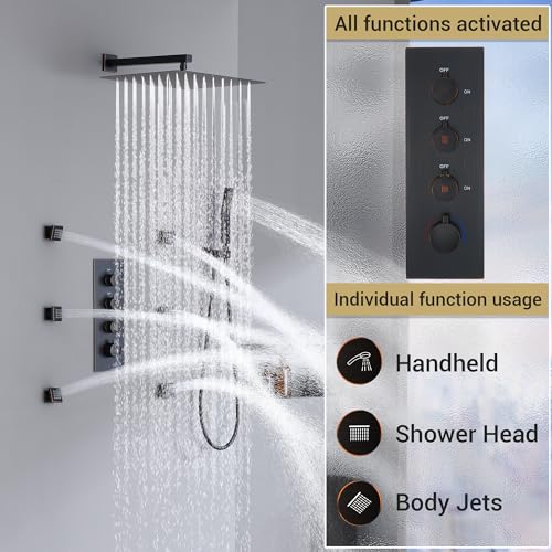 Sistema de Ducha Termostática JetsBath 16" con 6 Jets Corporales y Cabezal de Lluvia de 16 Pulgadas, Acabado en Bronce Aceitado miniatura 4