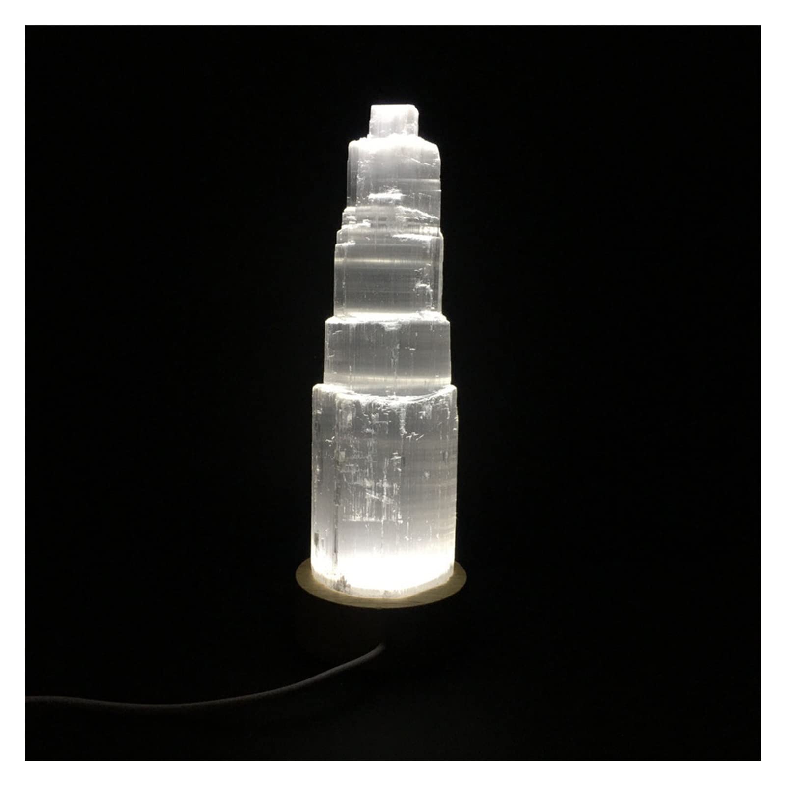 Cristal de meditación natural Cuarzo de la torre de roca de la selenita de cristal natural, decoración de la habitación Lámpara de selenita natural blancas piedras preciosas de hielo Berg Berg Home Ho