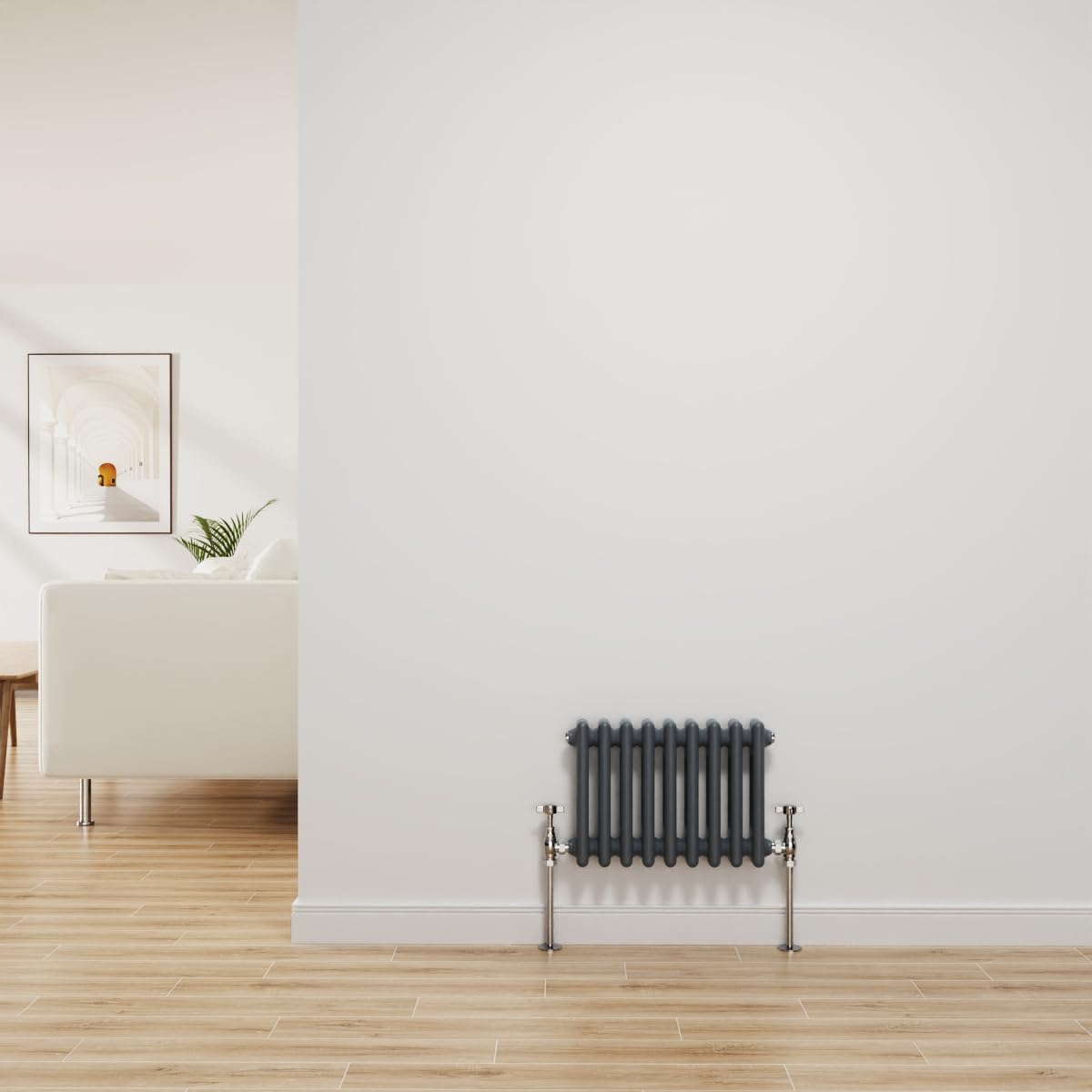 NRG Traditional Radiator Anthracite Cast Iron 2 Column Horizontal Central Heating Bathroom Radiators 300x425mm