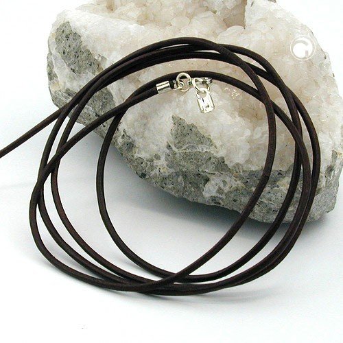 Unbespielt Lederband Braun 1m x 2 mm Kürzbar Rund Kette Collier Verschluss Silberfarben