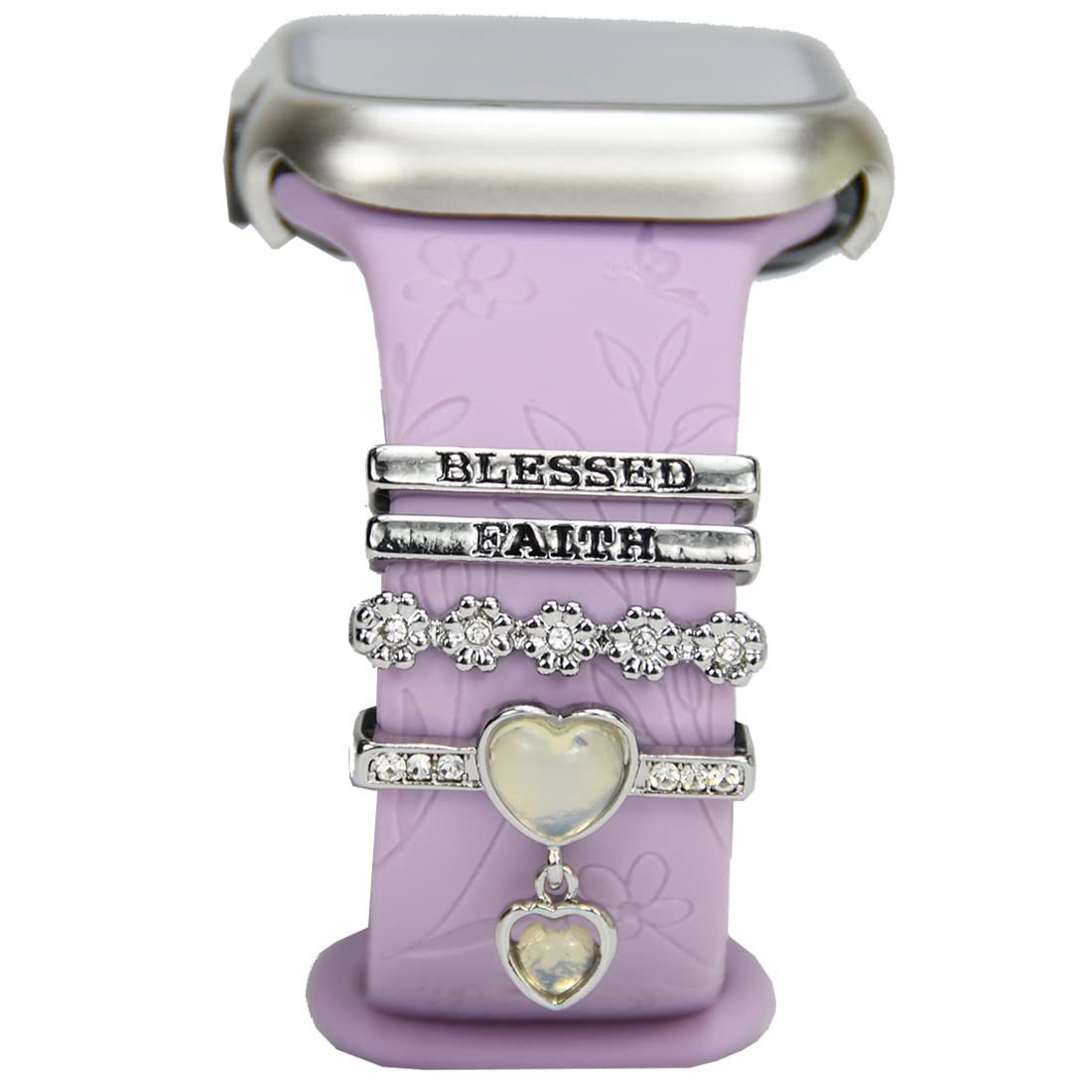 SUNOREEKWatch Band Charms, Decorative Rings Loops Charms Compatible with Apple Silicone Watch Bands for Women 49mm 45mm 44mm 42mm 41mm 40mm 38mm , Metal Jewelry Watch Band Accessories Charms for iwatch band Series se 9 8 7 6 5 4 3 2 1 Samsung Galaxy watch 5/Pro/4 fitbit