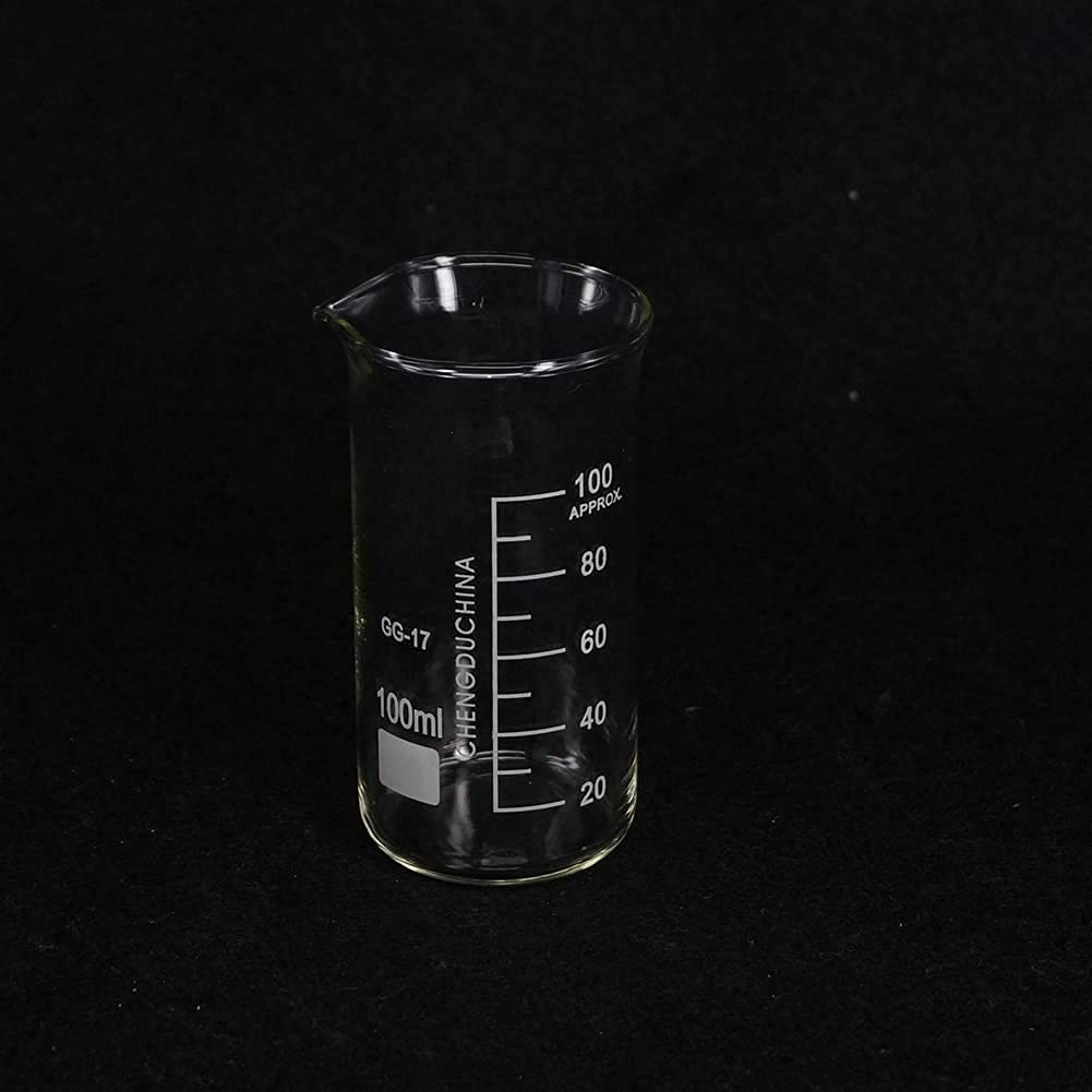 Vaso medidor de Vidrio de borosilicato de 100 ml, Graduado, de Forma Alta, para Laboratorio