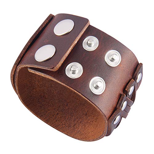 Gelconnie LPB302-BROWN Leather Cuff Bracelet Punk Braided Bracelets Rock Leather Wristbands Religious Gothic Adjustable Wrap Bracelet thumb #3