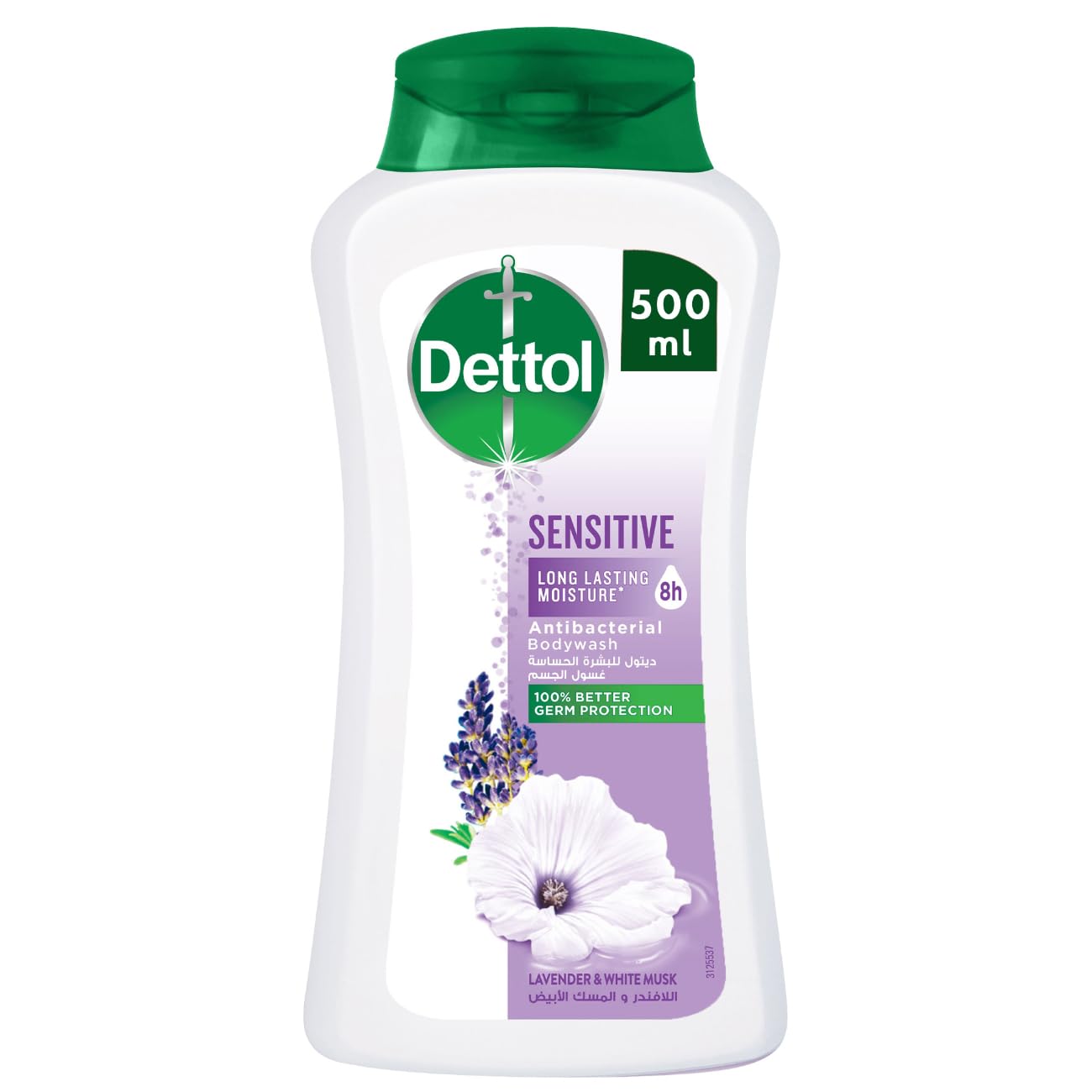 Dettol Sensitive Shower Gel & Body Wash, Lavender & White Musk Scent, 500ml