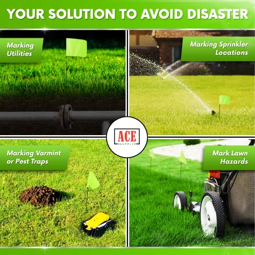 ACE Supply Pacote de 100 Bandeiras Fluorescentes de Marcação de Cal - Bandeiras Marcadoras de 4 X 5