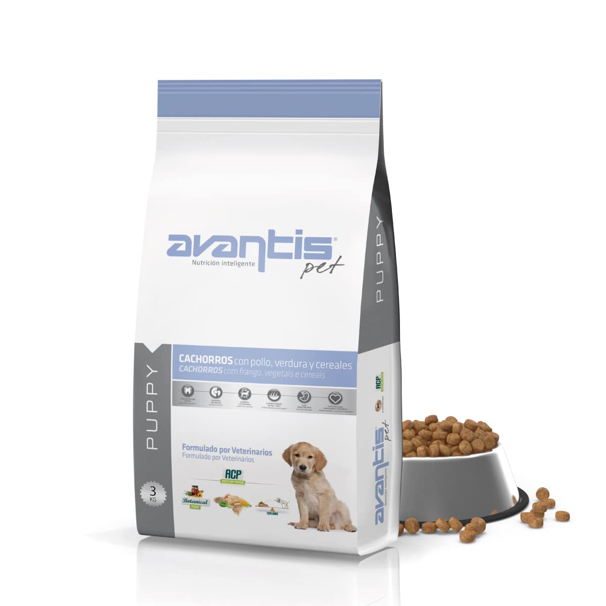 Avantis Pet Puppy - Pienso para Perros Cachorros de Cualquier Raza - 3 kg - Comida Apta para Madres Embarazadas y Lactantes - Altamente Digestiva con Pollo, Verdura y Cereales