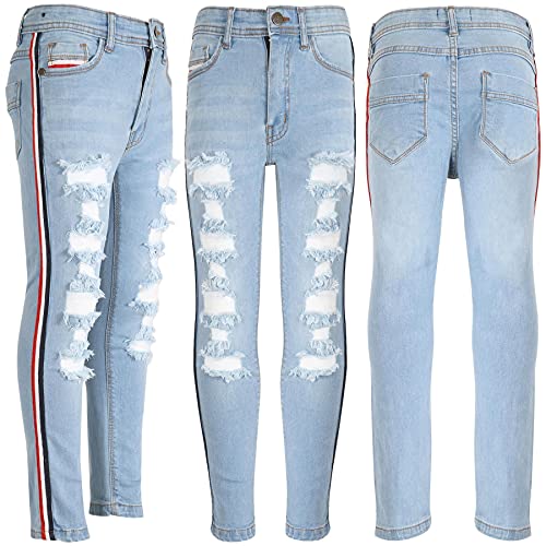 Girls Stretch Comfortable Jeans Lightweight Denim Ripped Skinny Jeans Fashion Fit Trousers for Age 3-14 Years4