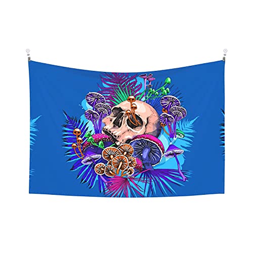 Nighootp Psychedelic Mushrooms And Skull Tapestry, Wall Hanging Tapestry Daily Decorative Tapestry For Bedroom Living Room Home Dorm Aesthetic 60Ã—40inch