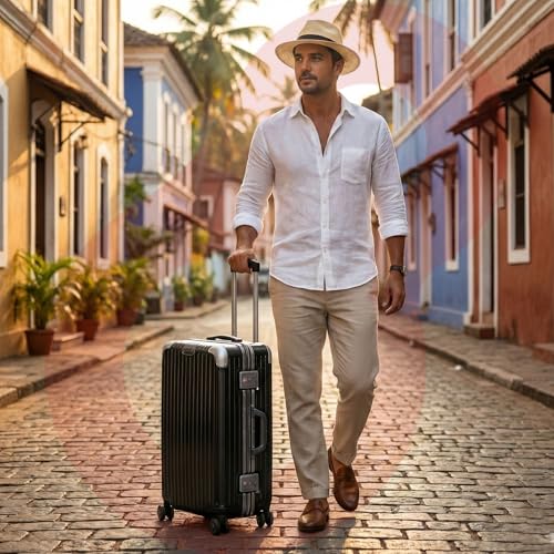 Image of Vertica Hard PC Trolley Luggage, Cabin Size, 100% Polycarbonate, Lightweight and Durable, Silent Wheels, Anti-Theft with Aluminium Frame, and 2 TSA Locks, 20-Inch, Midnight Noir