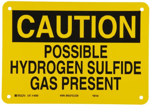 Panneau en aluminium Brady 40850 avec légende Hydrogen Sulfide Gas Present