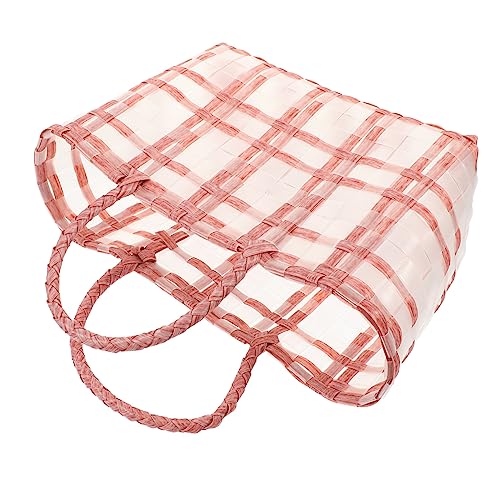 VALICLUD Transparent Straw Woven Bag Lightweight Wedding present Handbag for Outdoor Picnics Travel Daily Use