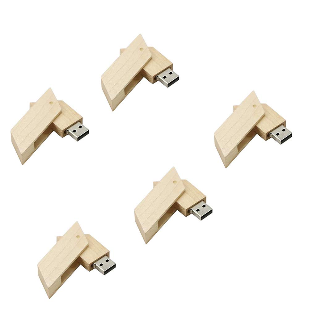Meiyuexiang 5 PACK Wood USB Flash Drive Storage Stick USB2.0/3.0 Memory Stick with Wooden (2.0/32GB, Wood-1)